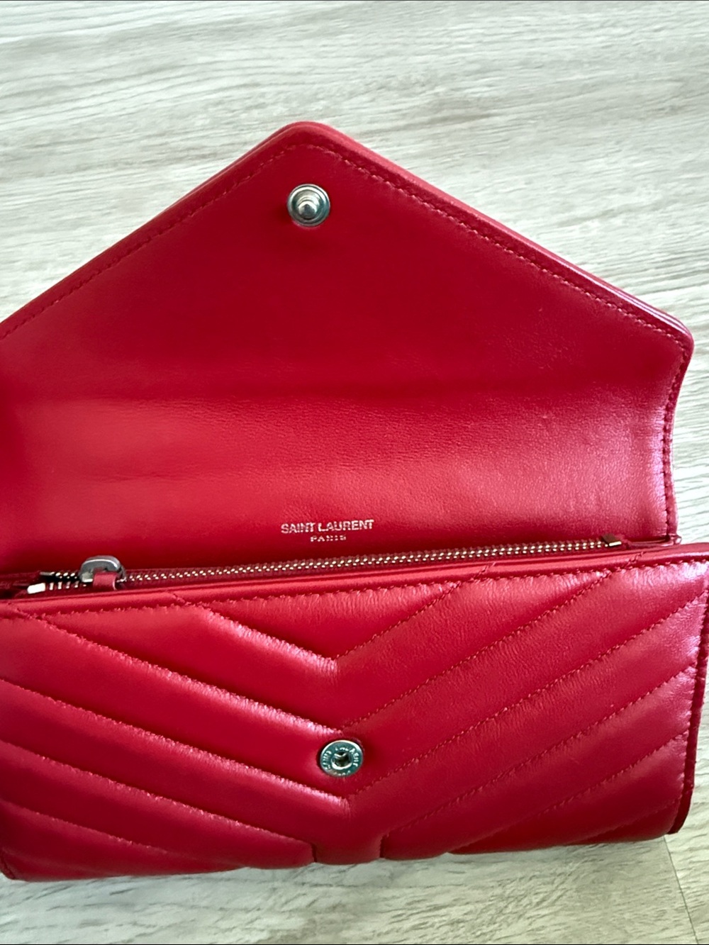 Saint Laurent Red Wallet Silver Hardware - Picture 3 of 6